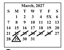 District School Academic Calendar for Verdugo Academy for March 2027