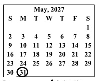 District School Academic Calendar for Verdugo Academy for May 2027