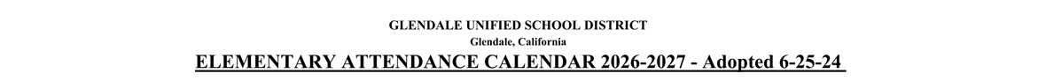 District School Academic Calendar for Verdugo Academy