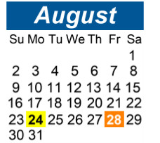 District School Academic Calendar for Shared Time for August 2026