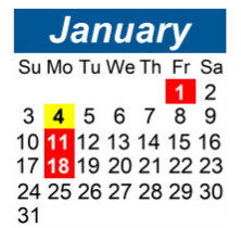 District School Academic Calendar for Shared Time for January 2027