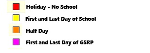 District School Academic Calendar Legend for Shared Time