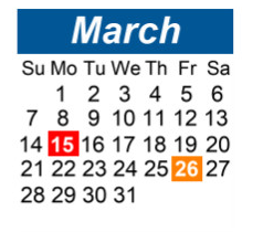 District School Academic Calendar for Shared Time for March 2027