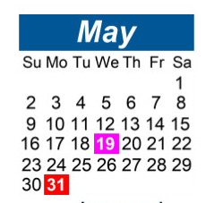 District School Academic Calendar for Shared Time for May 2027