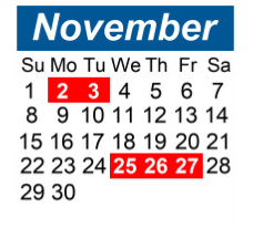 District School Academic Calendar for Shared Time for November 2026
