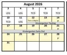 District School Academic Calendar for Rosecrest School for August 2026