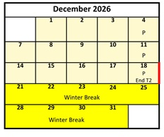 District School Academic Calendar for Rosecrest School for December 2026
