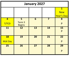 District School Academic Calendar for Rosecrest School for January 2027