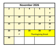 District School Academic Calendar for Rosecrest School for November 2026