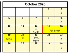 District School Academic Calendar for Rosecrest School for October 2026