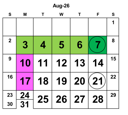 District School Academic Calendar for Bluewater Elementary for August 2026