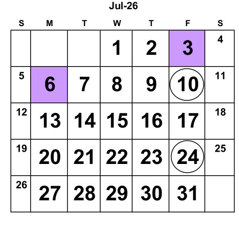 District School Academic Calendar for Bluewater Elementary for July 2026