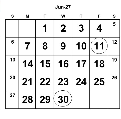 District School Academic Calendar for Bluewater Elementary for June 2027