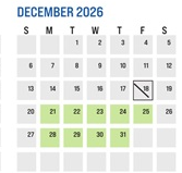 District School Academic Calendar for Tanglewood Middle for December 2026