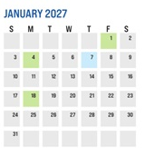 District School Academic Calendar for Tanglewood Middle for January 2027