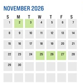 District School Academic Calendar for Tanglewood Middle for November 2026