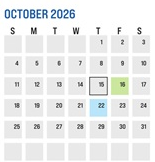 District School Academic Calendar for Tanglewood Middle for October 2026