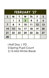 District School Academic Calendar for Lucy Webb Elementary School for February 2027