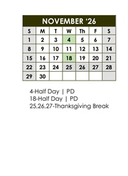 District School Academic Calendar for Lucy Webb Elementary School for November 2026