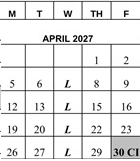 District School Academic Calendar for Hollydale Elementary School for April 2027