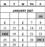 District School Academic Calendar for Hollydale Elementary School for January 2027