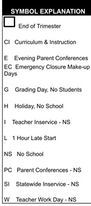 District School Academic Calendar Legend for Hollydale Elementary School