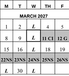 District School Academic Calendar for Hollydale Elementary School for March 2027
