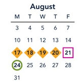 District School Academic Calendar for Colfax Elementary for August 2026