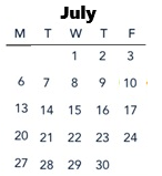 District School Academic Calendar for Colfax Elementary for July 2026