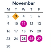 District School Academic Calendar for Colfax Elementary for November 2026
