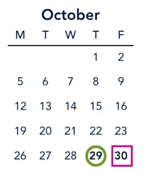 District School Academic Calendar for Colfax Elementary for October 2026