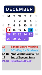 District School Academic Calendar for Woolmarket Elementary School for December 2026