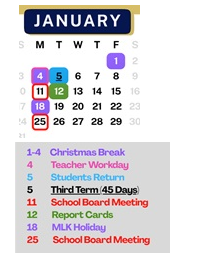 District School Academic Calendar for Woolmarket Elementary School for January 2027