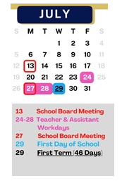 District School Academic Calendar for Woolmarket Elementary School for July 2026