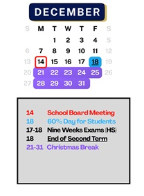 District School Academic Calendar for Harden Elementary School for December 2026