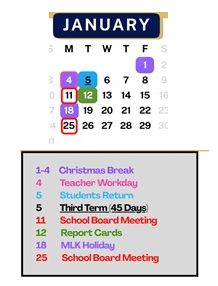 District School Academic Calendar for Harden Elementary School for January 2027