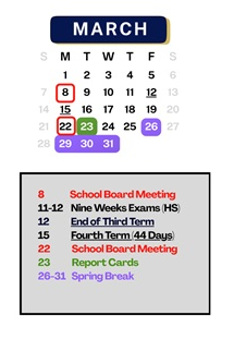 District School Academic Calendar for Harden Elementary School for March 2027