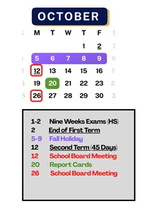 District School Academic Calendar for Harden Elementary School for October 2026