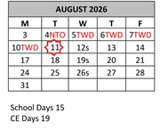 District School Academic Calendar for Family Learning Tree Center for August 2026