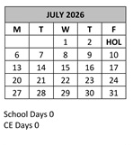 District School Academic Calendar for Family Learning Tree Center for July 2026