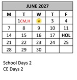 District School Academic Calendar for Family Learning Tree Center for June 2027