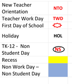 District School Academic Calendar Legend for Family Learning Tree Center