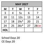 District School Academic Calendar for Family Learning Tree Center for May 2027