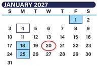 District School Academic Calendar for Laburnum Elementary for January 2027