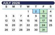 District School Academic Calendar for Laburnum Elementary for July 2026