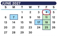 District School Academic Calendar for Laburnum Elementary for June 2027