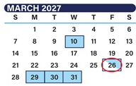 District School Academic Calendar for Laburnum Elementary for March 2027