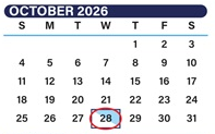District School Academic Calendar for Laburnum Elementary for October 2026