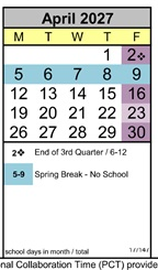District School Academic Calendar for Ancillary for April 2027