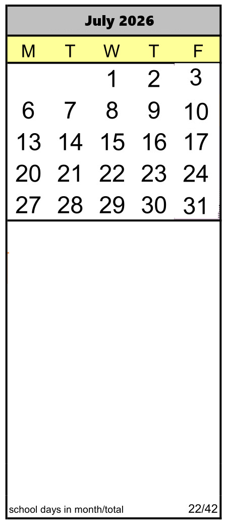 District School Academic Calendar for Ancillary for July 2026